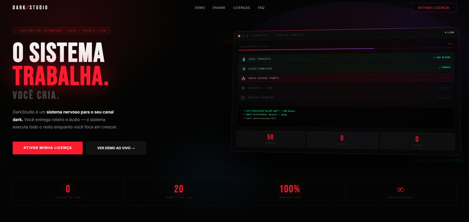 DarkStudio.IA — O sistema trabalha, você cria